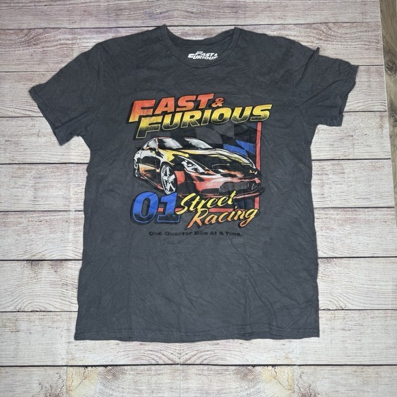 Fast & Furious Shirt Size M Mens 01‎ Street Racing Movie Tee T-shirt Gray Large - Picture 1 of 9